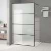 Cabina Dus Walk-in vidaXL Negru 115x195cm Sticla ESG Mata