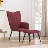 vidaXL Scaun de relaxare cu taburet, roșu vin, textil 327960