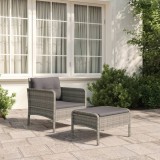 Gossi set mobilier de gradina cu perne, 2 piese, gri, poliratan