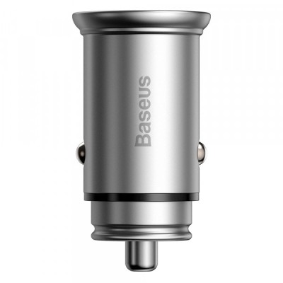 Incarcator Auto Baseus Circular Metal, 30W, 5A, 1 x USB-A - 1 x USB-C, Gri foto