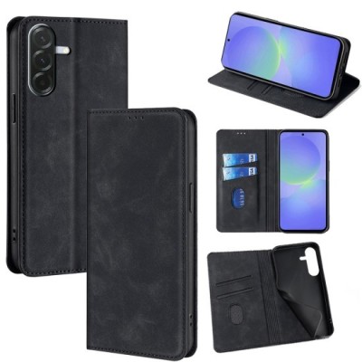 Husa Deluxe compatibila cu Samsung Galaxy A07 &amp;ndash; Tip Carte, Piele Ecologica Negru, Functie Stand si Protectie 360 foto