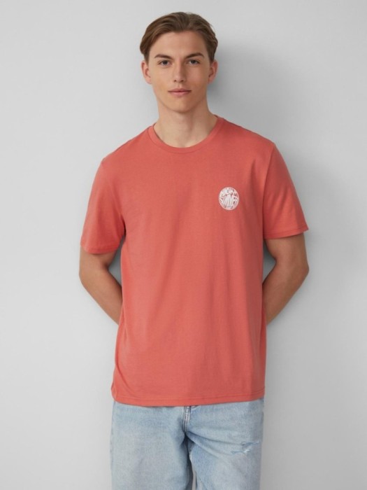 Q/S by s.Oliver Tricou barbati cu imprimeu, decolteu la baza gatului, Regular fit, Roz pudrat, S