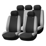 Huse auto universale pentru scaune fata si spate set complet 9 piese SC04 AMiO 04604, negru-gri, pentru autoturisme, compatibile cu airbag