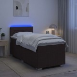 Cumpara ieftin Pat boxspring cu saltea Maro inchis 90 x 200 cm Tesatura