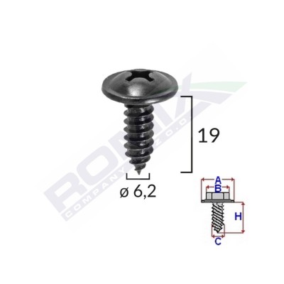 Surub Cu Cap Incrucisat Diametru 6.2Mm Lungime 19Mm Set 10 Buc 134869 C60462-RMX foto