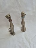 Statuete vintage din metal argintat Catel &amp; Pisica !!!