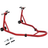 HOMCOM Suport pentru motocicletă, tăvișă pentru motocicletă cu brațe oscilante &icirc;n formă de U și L, suport universal pentru atelier, roșu | Aosom Roman