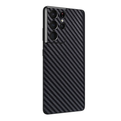 Folie autocolanta Skin, pentru Samsung Galaxy S24 Ultra, carbon negru, protectie spate foto