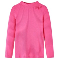 Tricou de copii cu m&acirc;neci lungi, tricot cu nervuri, roz aprins, 116