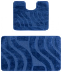 Set 2 Covorase Baie Antiderapant Symphony 2582 - 50x80, 40x50, Bleumarin foto