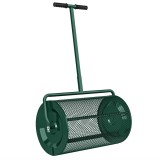 Outsunny Distribuitor de &Icirc;ngrășăm&acirc;nt 75 L din Metal cu M&acirc;ner Reglabil &icirc;n T și M&acirc;ner Căptușit, 70x40x112 cm, Verde | Aosom Romania