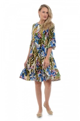 Rochie Dama Clos cu Imprimeu Multicolor - S foto