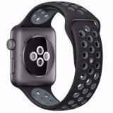 Cumpara ieftin Curea iUni compatibila cu Apple Watch 1/2/3/4/5/6/7, 38mm, Silicon Sport, Negru/Argintiu
