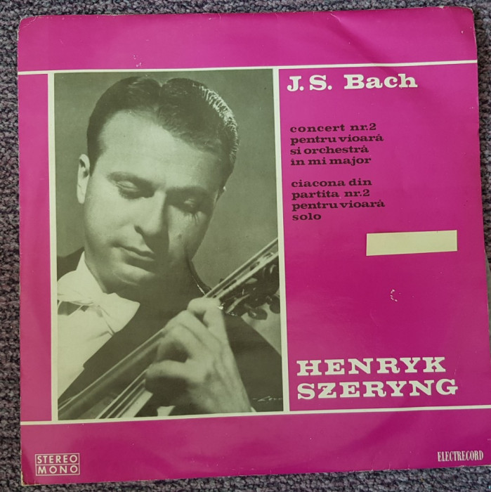 Bach, concert nr 2 pentru vioara si orchestra in mi major, disc vinil