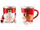 Cumpara ieftin Set 4 cani Craciun ceramica multicolora 10x12 cm, 550 ml