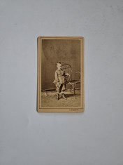 CDV Transilvania Atelier foto Hermann Buchner, Sibiu Hermannstadt, Portret de copil, ca. 1870 foto