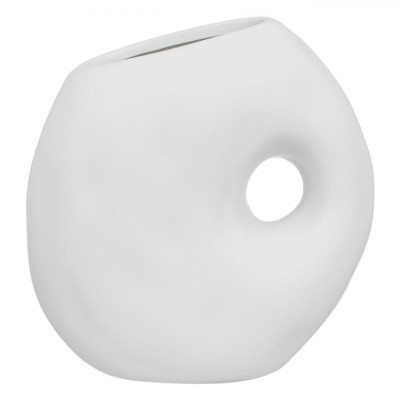 Vază Decorativă Ceramica, Albă, Rotundă, 15x7x15cm foto