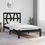 VidaXL Cadru de pat mic single, negru, 75x190 cm, lemn masiv de pin