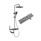 Set de Dus TrendiShop&reg;, Termostatat, Montare pe Perete, Cu Cap de Dus Reglabil 80-115 cm, Afisaj LED cu Temperatura, Iluminare Ambianta Colorata, Buto