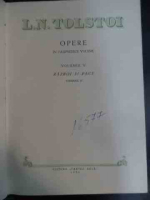 Opere Vol.5: Razboi Si Pace - Vol Ii - L.n.tolstoi ,541803 foto