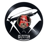 Ceas perete disc vinil Led Zeppelin 30 cm Negru Album Mothership Design Dirijabil Mecanism Silentios