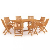 Set mobilier de gradina, 9 piese, lemn masiv de tec