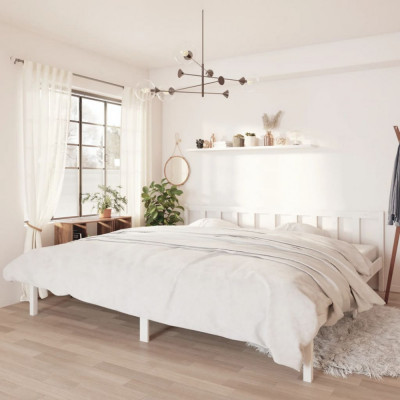 vidaXL Cadru de pat, alb, 200x200 cm, lemn masiv de pin foto