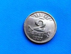 2 Pesetas 1937 Spania-AUNC-RAR!! foto