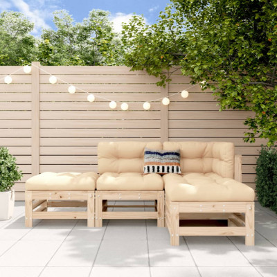 vidaXL Set mobilier relaxare de grădină, 4 piese, lemn masiv de pin foto