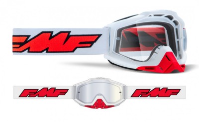 Ochelari Enduro MX FMF Powerbomb Rocket White Lentila Clara foto