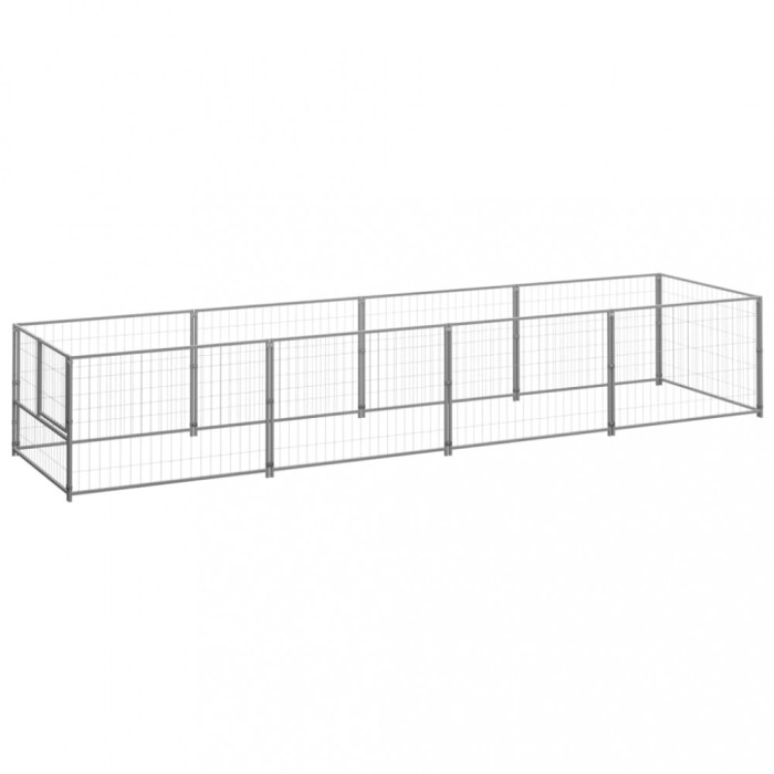 vidaXL Padoc pentru c&acirc;ini, argintiu, 4 m&sup2;, oțel