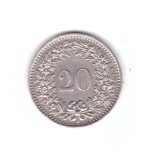 Moneda Elvetia 20 rappen 1958, stare buna, curata