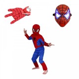 Cumpara ieftin Set costum Spiderman marimea M, masca LED si manusa cu lansator