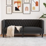 VidaXL Fotoliu Chesterfield cu 2 locuri, negru, piele ecologică