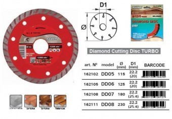 Disc diamantat segmentat TURBO 180mm, Raider foto