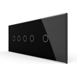Panou &icirc;ntrerupator touch Livolo din sticla neagra, standard italian, 6/7M