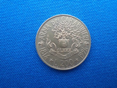 200 LIRE 1994 , ARMA CARABINIERILOR / ITALIA foto