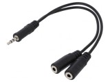 Cablu Audio Jack 3,5mm dublu soclu la mufă 20cm Negru, Logilink