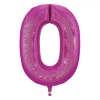 Balon Petrecere, Fucsia Holografic, Folie Metalică, Număr 0, 60 cm, Oem