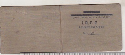 bnk div Legitimatie IRPP Sfatul Popular al Reg Ploiesti 1957 foto
