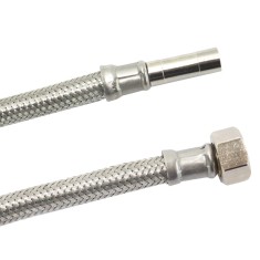DN8 DVGW Panzerschlauch m. Edelstahlumflechtung 3/8&Prime; &Uuml;M x 10mm Rohrstutzen 500 mm