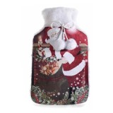 Recipient apa calda model Mos Craciun textil multicolor 21x36 cm, 1.5 L