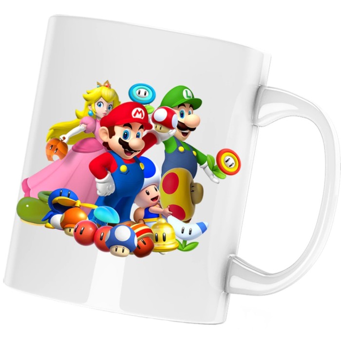 Cana alba personalizata &quot;Super Mario Bros Toata Echipa 3D World&quot;, INOVATIX&reg;. 330ml