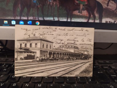Predeal, Gara, cu locomotivă și multe persoane, circulație 20 iul. 1911, 205 foto