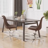 VidaXL Scaune de bucătărie pivotante, 2 buc., maro, material textil