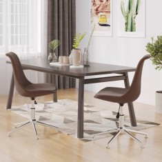 vidaXL Scaune de bucătărie pivotante, 2 buc., maro, material textil