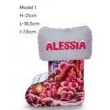 Cumpara ieftin Cizmuliță Personalizată Moș Nicolae și Crăciun &ndash; Model 1, Fetiță cu Ren, HDF, 21 cm