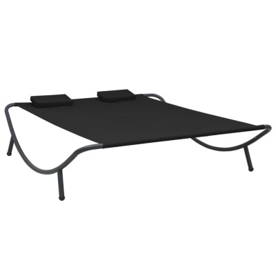 Gossi pat sezlong de exterior, negru, material textil foto