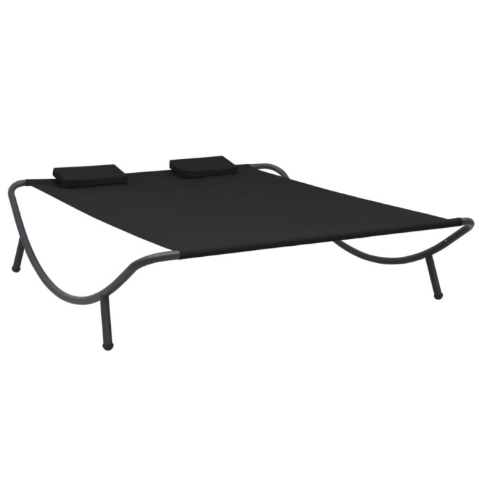 Gossi pat sezlong de exterior, negru, material textil