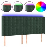 Cumpara ieftin Tablie de pat cu LED, verde inchis, 163x16x118/128 cm, catifea
